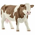 Schleich Farm World Simmental Cow Toy Plastic Brown/White 13801